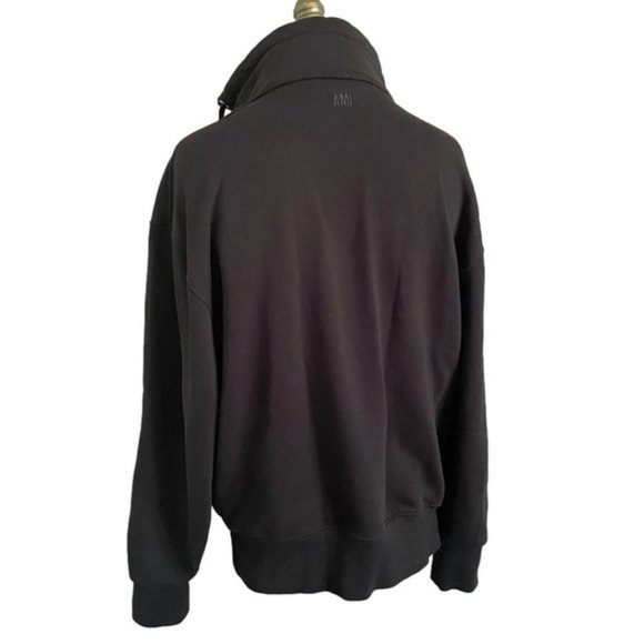 AMI Paris Black Ami De Coeur Half-Zip Sweatshirt - M 🇫🇷 - Picture 10 of 12